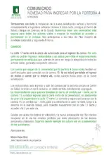 Comunicado | Novedad para ingresar 
