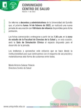 Comunicado Centro de Salud 11 de febrero de 2022