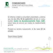Comunicado CAF I Bienestar Institucional