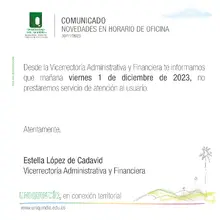 Comunicado vice administrativa y financiera