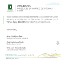 Comunicado horarios