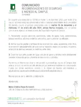Comunicado Recomendaciones de seguridad e ingreso al campus